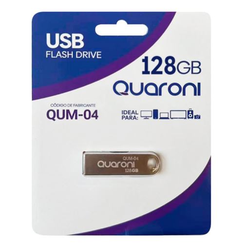 MEMORIA USB QUM-04 128GB QUARONI 2.0 MET&Aacute;LICO 