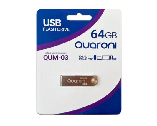 MEMORIA USB 64GB QUM-03 2.0 QUARONI METALICO